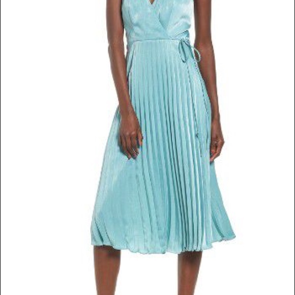 Closing Closet!!Nordstrom Lush Teal Satin Dress - Picture 2 of 8